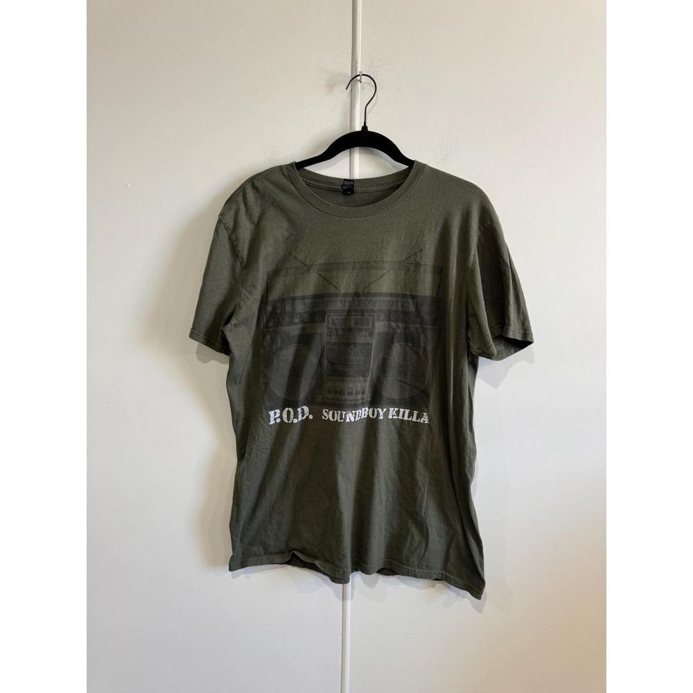 P.O.D.‎ Soundboy Killa Shirt Mens Large Green Anvil Band Tee T-Shirt Rock